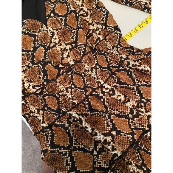 Express Dress Brown Snakeskin Pattern Long Sleeve Small - Picture 4 of 8